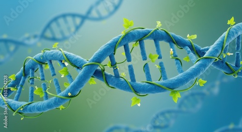 DNA Helix Intertwined with Green Vine Life Nature Connection