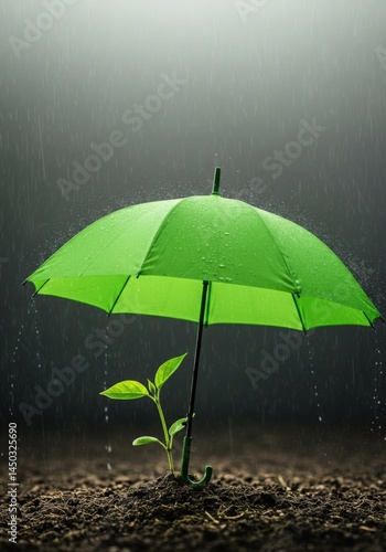 Green Umbrella Shielding Plant from Polluted Rain Protection