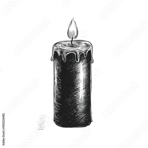 Monochromatic depiction of a waxen illuminant with flickering luminescence on black