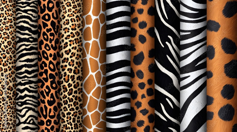 Seamless patterns of animal skin textures in format Seamless patterns of animal skin textures in format