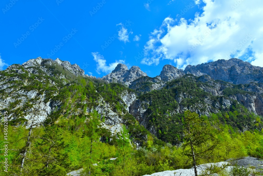Mountains in springtime above Krma in Gorenjska, Slovenia