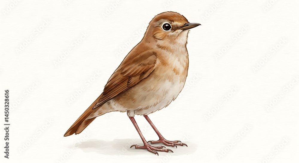 Fototapeta premium Elegant nightingale illustration showcases delicate details and natural beauty