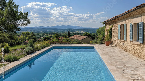A swimming pool close-up in the Provence region on a beautiful day