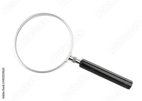 Versatile magnifying glass with a chic black handle suitable for various tasks isolated on white background PNG. Ai generated 