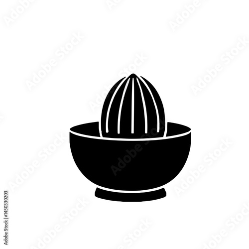 Citrus juicer in black silhouette design on white background  