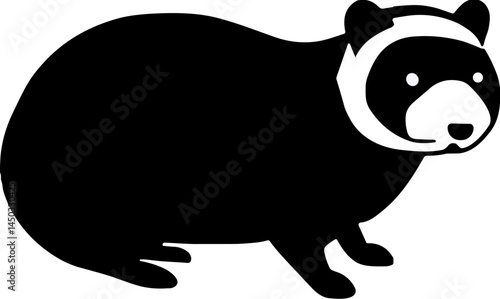 Black Ferret Silhouette with Detailed Features  