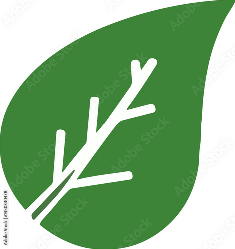Green Leaf with Branch - Зеленые Листья  