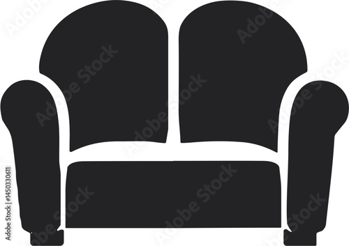 Black Sofa Silhouette in Minimalist Style  