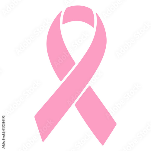 A simple and minimalist pink ribbon, signifying breast cancer awareness and support.
