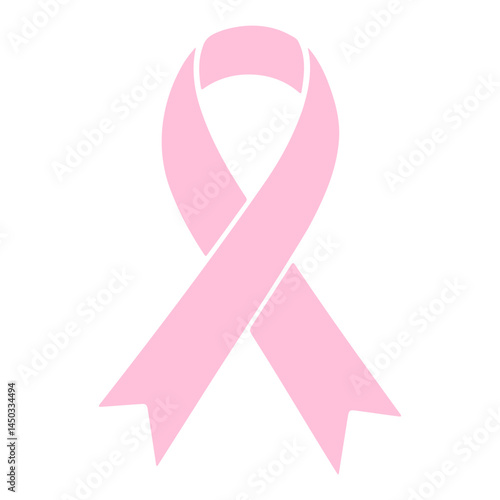 pink ribbon, ribbon symbol, breast cancer awareness, simple flat design, minimalist icon, clean vector illustration

