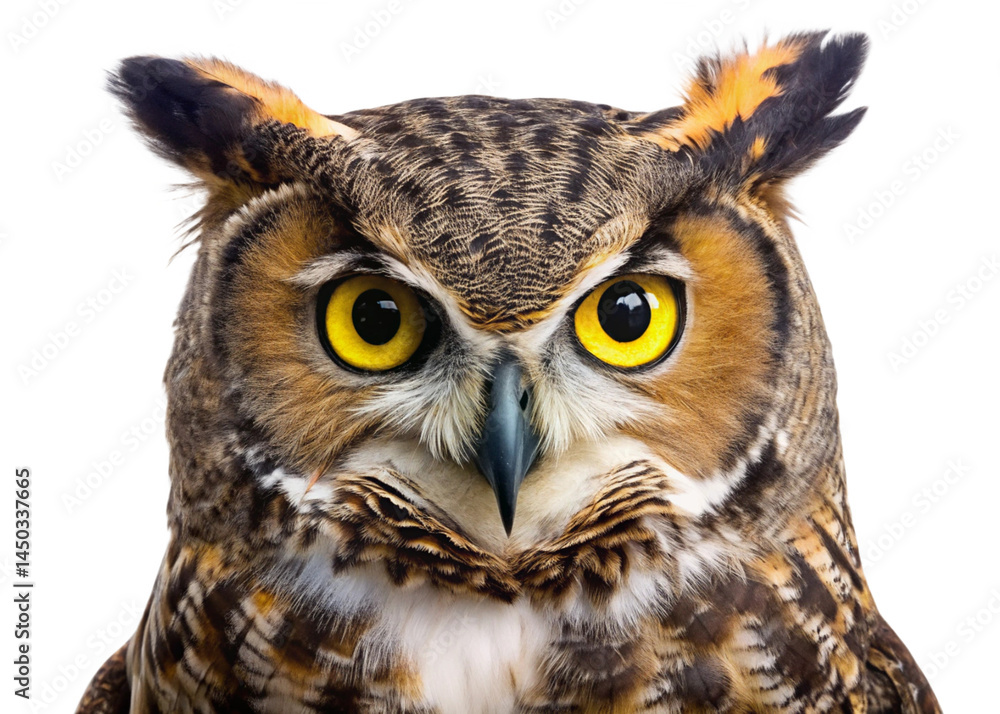 Great Horned Owl isolated on white background Great Horned Owl isolated on white background