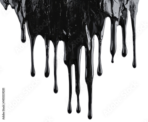 Viscous Black Liquid Drips and Flows An Abstract Ooze of Darkness and Mystery.