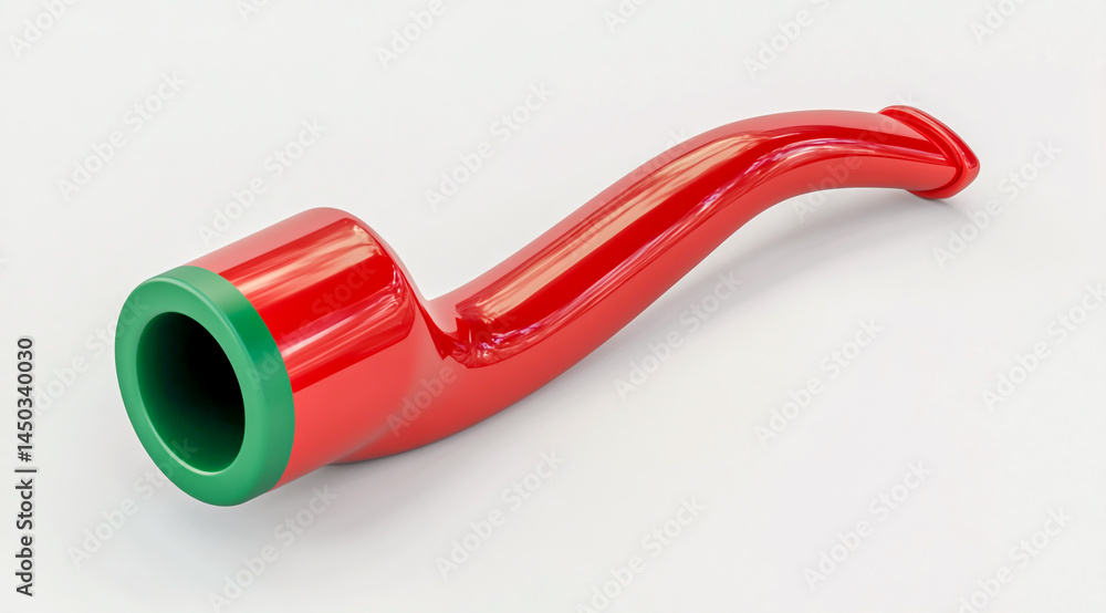 Shiny pipe with a green rubber end cap on a white background Shiny pipe with a green rubber end cap on a white background