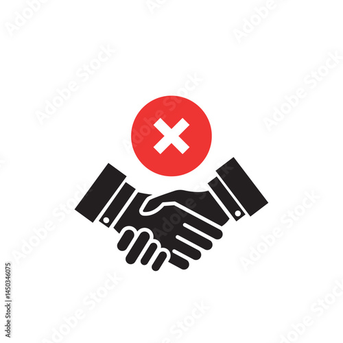 black handshake or shakehand icon like badly deal. flat style trend modern simple rule logotype graphic design isolated on white background. concept of big trouble in business or relationship symbol