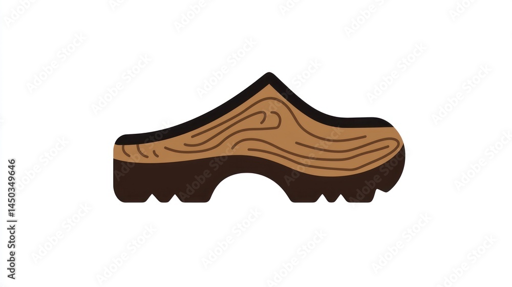 Wooden clog, simple illustration, footwear design, for use in catalog or website Wooden clog, simple illustration, footwear design, for use in catalog or website
