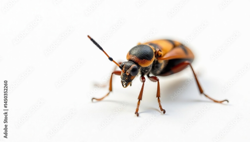 Close-up of a single insect on stark white background, pure, head Close-up of a single insect on stark white background, pure, head