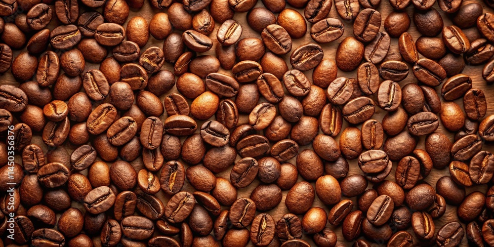 Obraz premium A close-up shot of roasted coffee beans, displaying their rich brown color and intricate details, creating a captivating texture and a visual symphony of aroma