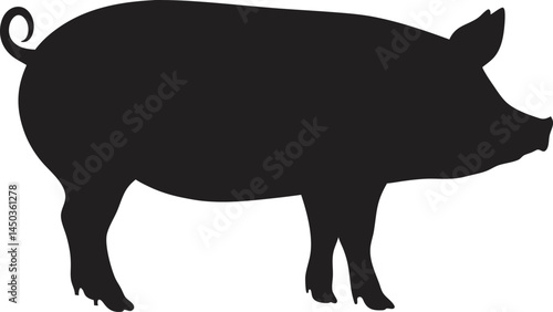 Pig Silhouette PNG Transparent Background