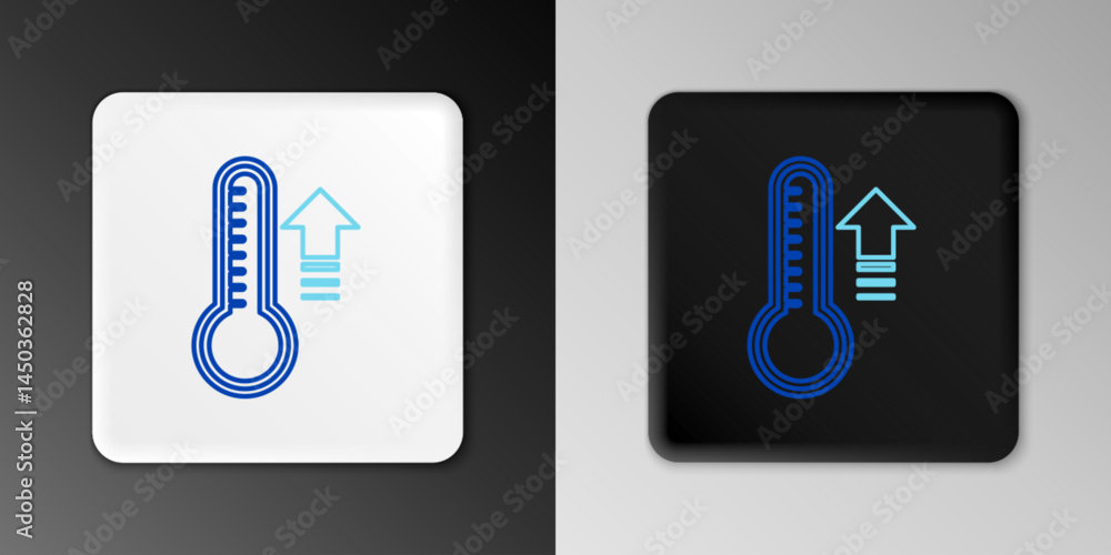 Line Meteorology thermometer measuring heat and cold icon isolated on grey background. Thermometer equipment showing hot or cold weather. Colorful outline concept. Vector Line Meteorology thermometer measuring heat and cold icon isolated on grey background. Thermometer equipment showing hot or cold weather. Colorful outline concept. Vector