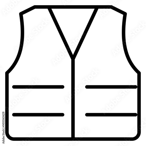 Illustrative Line Art of a Vest with Pockets Casual Fashion Wear