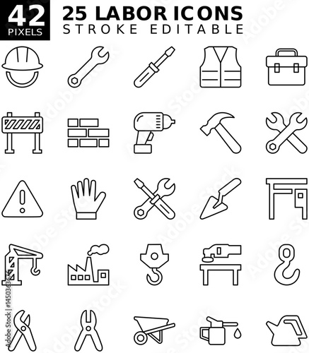 labor icon 24 pixel stroke editable