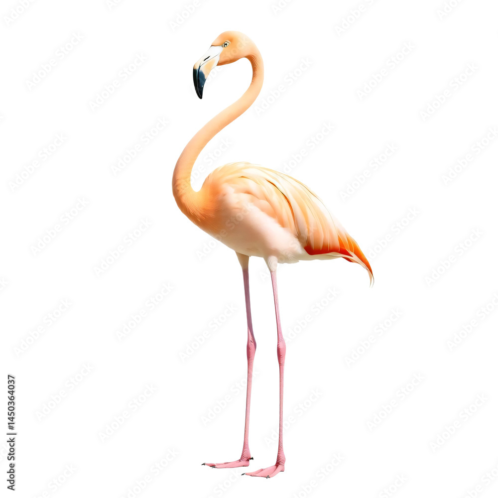 Fototapeta premium Standing flamingo isolated on transparent background