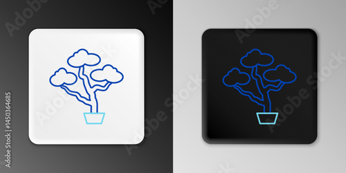 Line Japanese bonsai tree icon isolated on grey background. Japanese culture, horticulture, olericulture hobby concept. Colorful outline concept. Vector