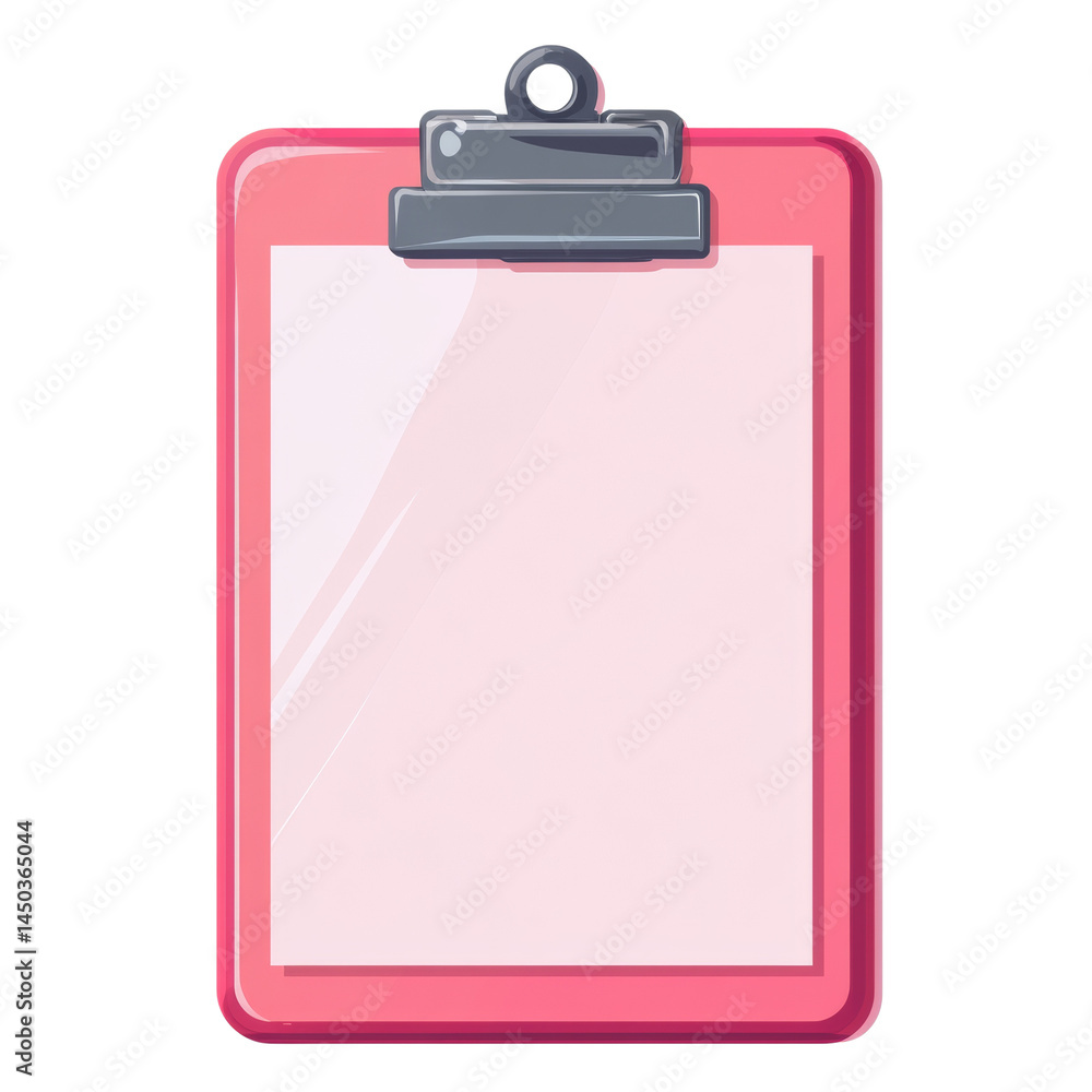 Vivid pink clipboard illustration with document sheet against a clean canvas element Vivid pink clipboard illustration with document sheet against a clean canvas element