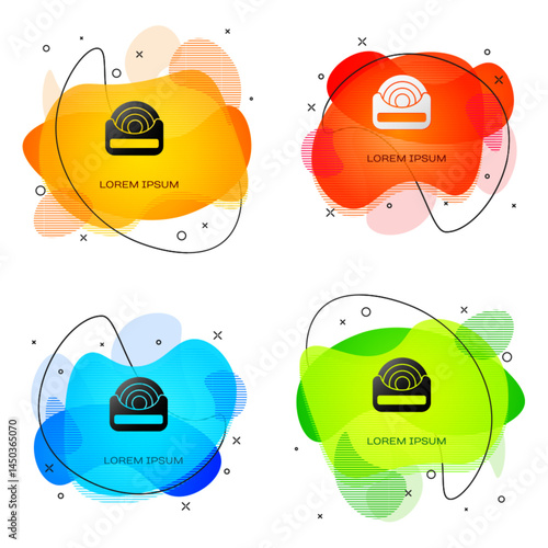 Black Dental floss icon isolated on white background. Abstract banner with liquid shapes. Vector