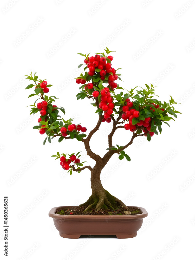 Naklejka premium Crataegus pinnatifida bonsai tree isolated on white background.