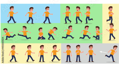 Animated Male Character Set in Various Active Poses