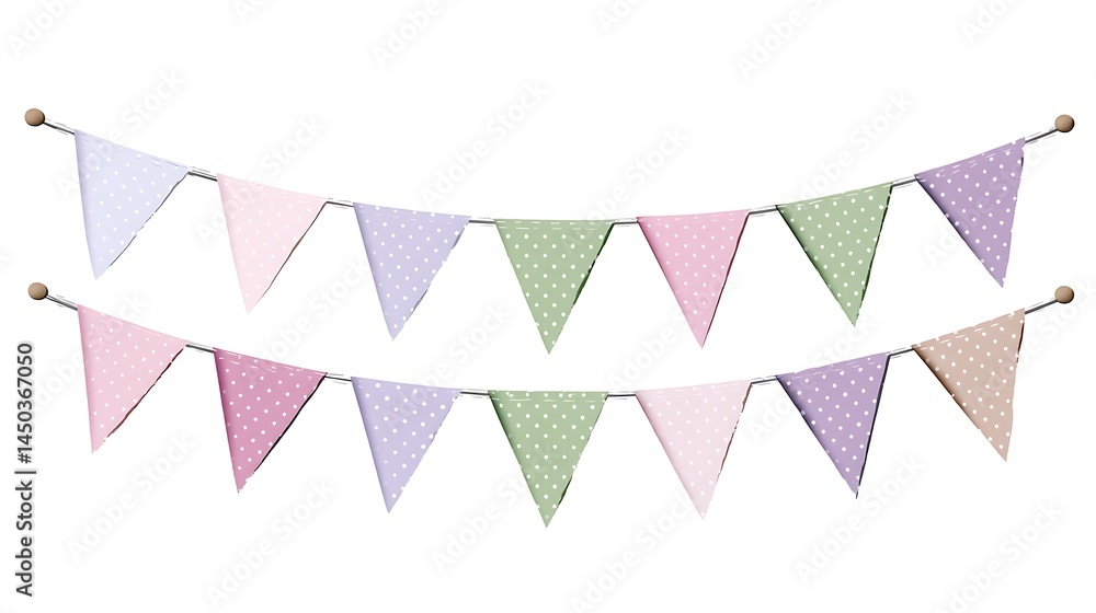 Fototapeta premium Decorative Bunting with Polka Dots in Pastel Colors for Parties, Celebrations, and Events