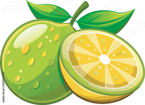 A vibrant vector art illustration of mamoncillo, also known as Spanish lime, showcasing its green skin, juicy pulp, and tropical appeal.