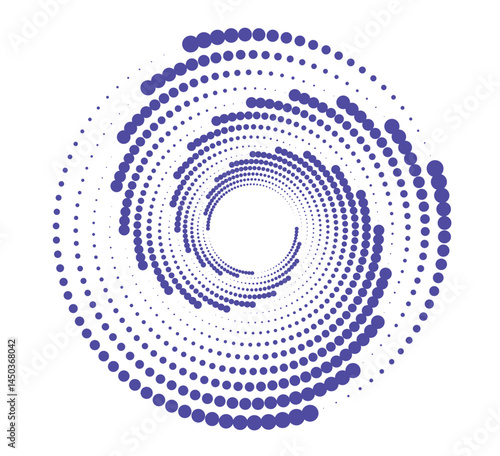 blue Spiral Dot Halftone Circle Design – Abstract Vector Art Element