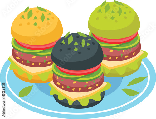 Small and big burgers set isolated on white