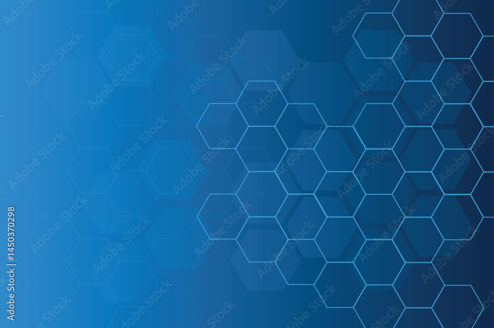 Blue background, light, hexagon Blue pastel medical and tech background with hexagon pattern and bright sparkles. Realistic vector abstract bg with honeycomb geometric cell texture