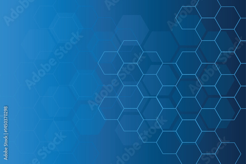 Blue background, light, hexagon Blue pastel medical and tech background with hexagon pattern and bright sparkles. Realistic vector abstract bg with honeycomb geometric cell texture