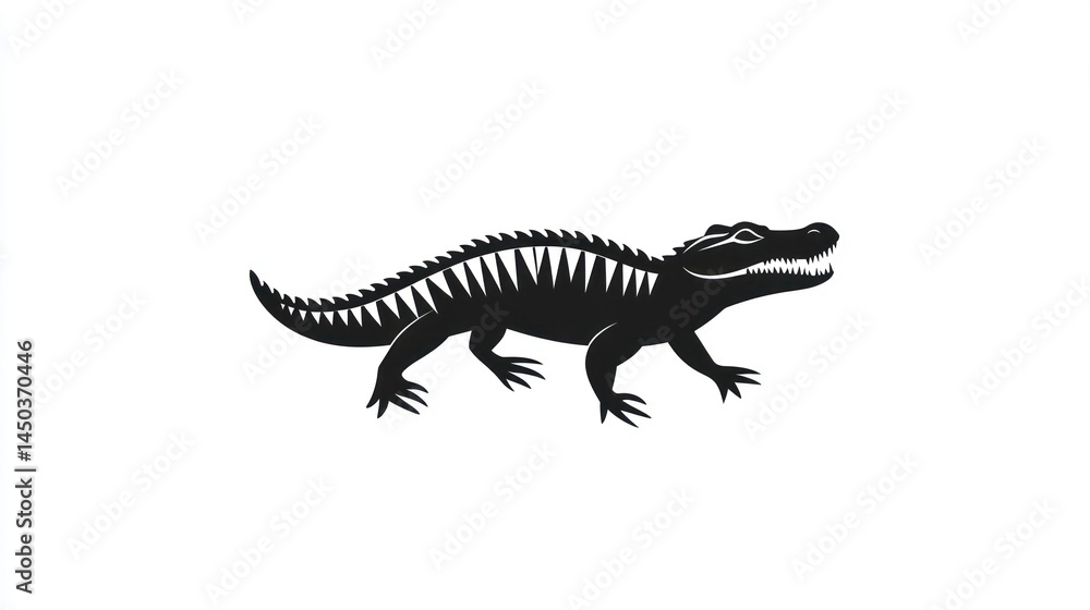 Naklejka premium Silhouetted Alligator Profile, Minimalist Design