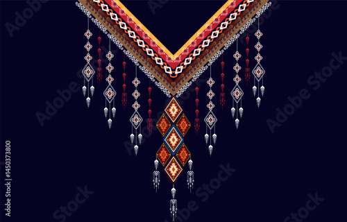 Geometric ethnic pattern seamless flower color oriental. 
seamless pattern. Design for fabric, curtain, background, 
carpet, wallpaper, clothing, wrapping, Batik, 
fabric,Vector illustration. pattern 