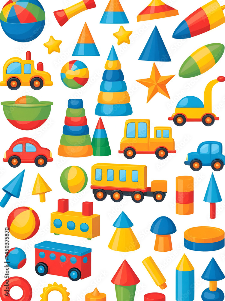 Naklejka premium Children toy set vector object