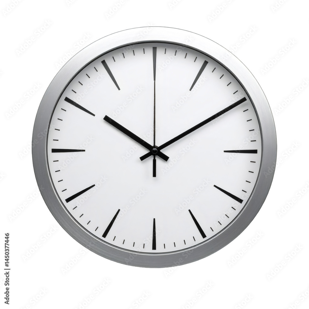 Modern Wall Clock Showing Eight O'Clock on Transparent Background Modern Wall Clock Showing Eight O'Clock on Transparent Background