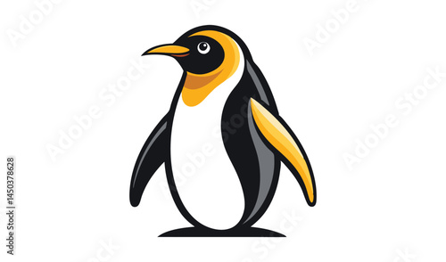 Isolated emperor penguin, a cold Antarctic bird on white snow