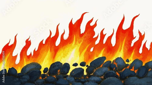 Emberflow: Liquid Inferno flame isolated watercolor vector illustration svg