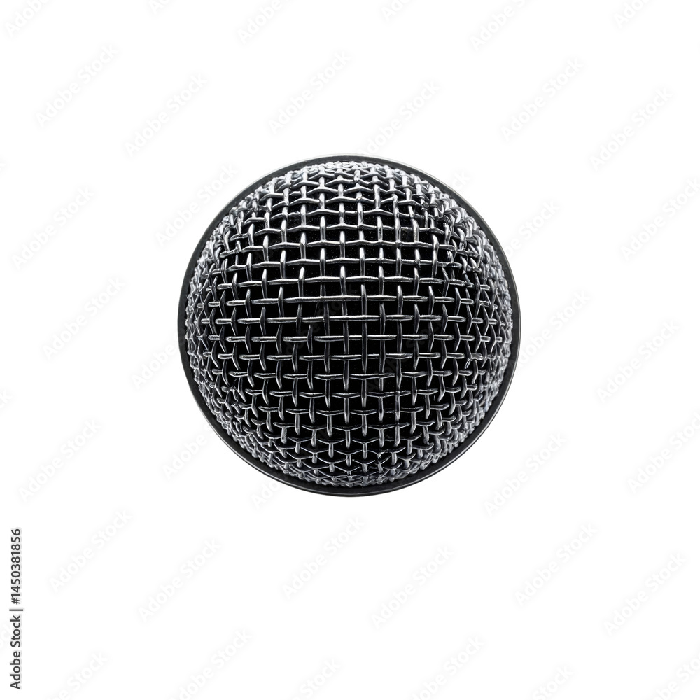 Microphone head isolated on transparent background with clipping path