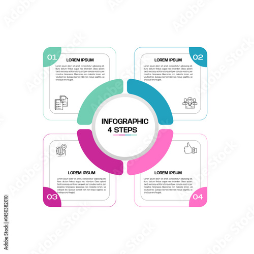 Circle chart infographic template with 4 options for presentations business. Vector illustration Eps	
