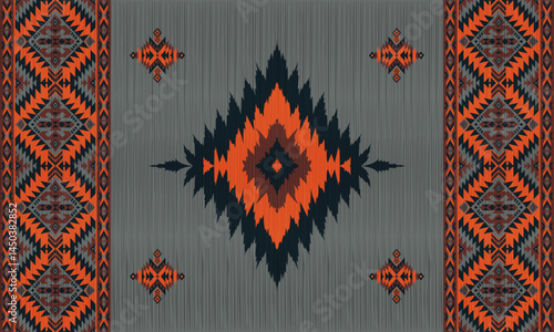 American tribal ethnic native pattern.Traditional Navajo,Aztec,Apache,Southwest and Mexican style fabric pattern.Abstract vector motifs pattern.For fabric,clothing,blanket,carpet,woven,wrap,decoration