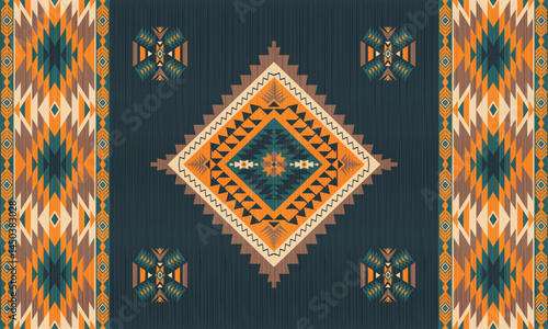 American tribal ethnic native pattern.Traditional Navajo,Aztec,Apache,Southwest and Mexican style fabric pattern.Abstract vector motifs pattern.For fabric,clothing,blanket,carpet,woven,wrap,decoration