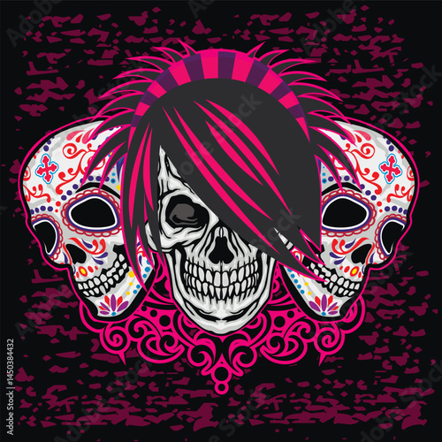 gothic sign with skull, grunge vintage design t shirts