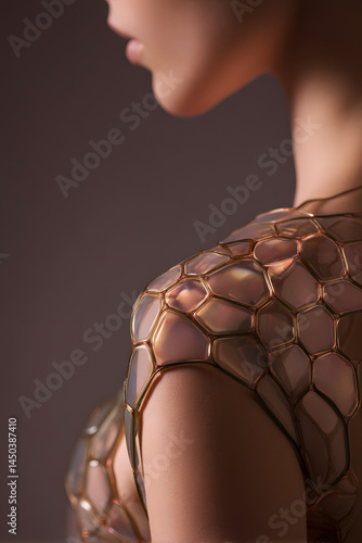 Innovative technology showcase nextgen biodegradable wearable devices at an art exhibition soft tech environment close-up view