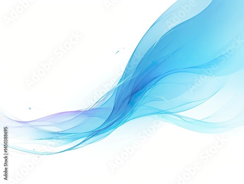Elegant abstract background design with smooth, flowing translucent waves blending shades of blue and purple, isolated on white. 